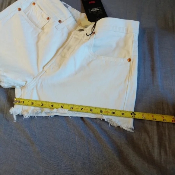 Levi's 501 Jean Denim Cutoff Shorts White - Picture 13 of 15